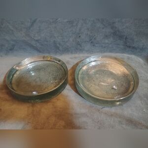 Set of 2 Round Glass Coasters - Light Green Glass